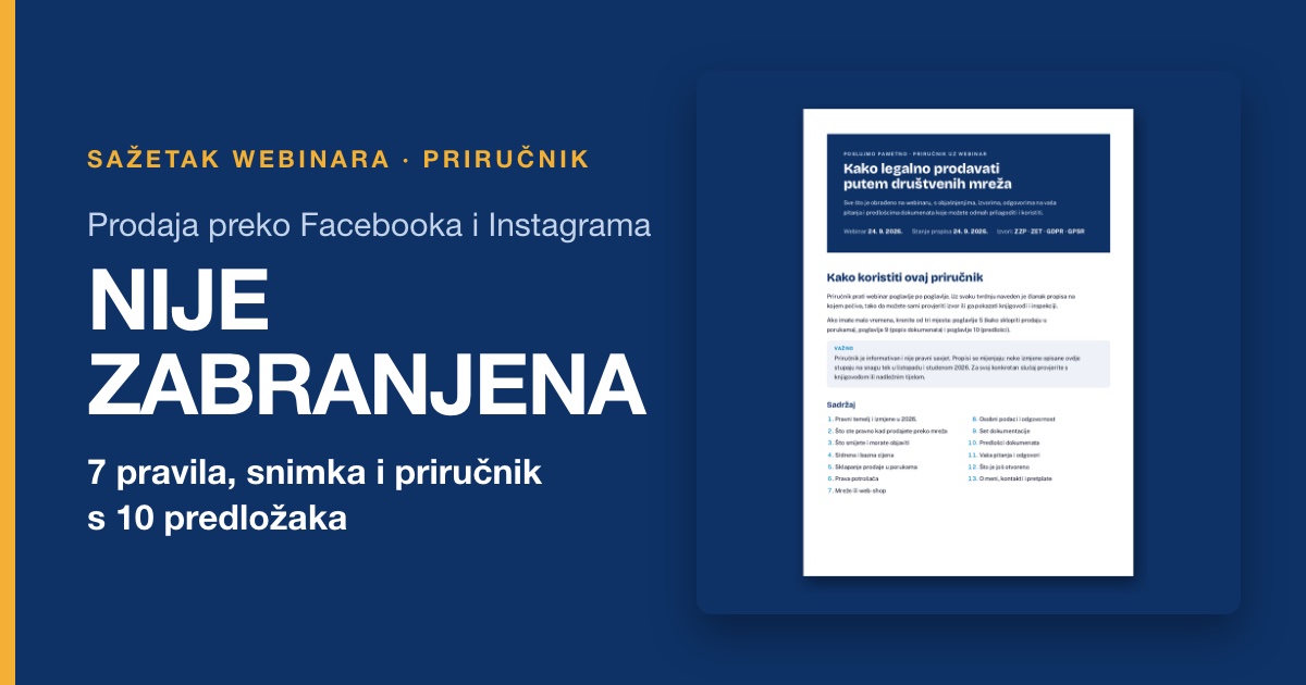 Priručnik Kako legalno prodavati putem društvenih mreža: prodaja preko Facebooka i Instagrama nije zabranjena
