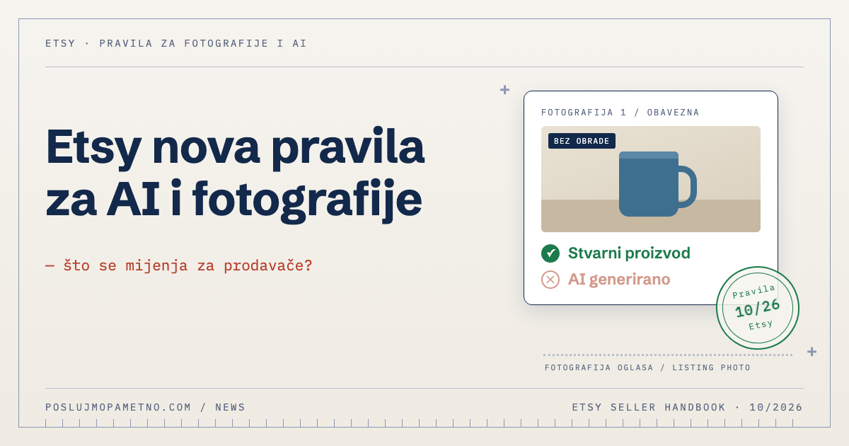 Etsy nova pravila za AI i fotografije - obavezna neobrađena fotografija proizvoda